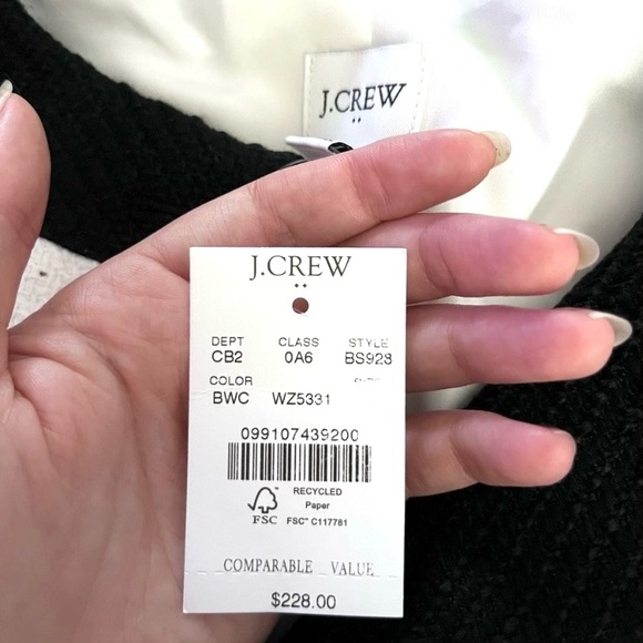 J Crew New Tweed Lady Blazer Size 6 Off White Black Trim Collarless Preppy - Picture 6 of 8